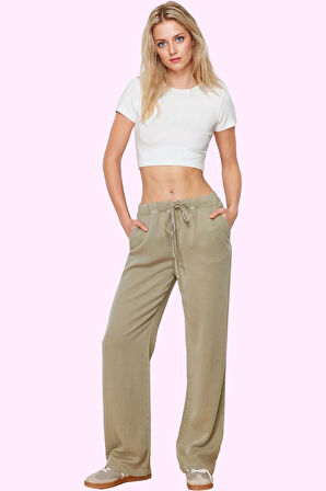 Kadın Liyosel Pantolon Yüksek Bel Wide Leg Regular Boy Günlük Şıklık Yaz Aylarının Vazgeçilmezi