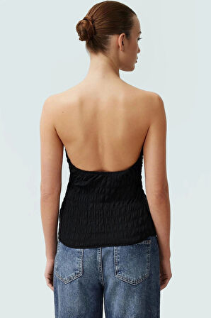 Yazlık Kolsuz Fitted Bluz Boyundan Bağlamalı Asimetrik Özel Tasarım Rahat Ve Şık