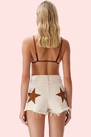 Kadın Denim Şort Pamuk Straight Kalıp Dar Paça Plaj ve Günlük Hafta Sonu Dayanıklı Malzeme