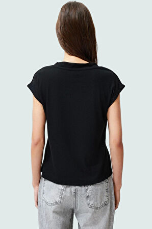 Vücuda Oturan Viskoz Bluz; Ay Kol V Yaka Yazlık Rahat Zarifane Tasarım Uzun Ömürlü