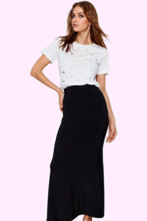 Kadın Örme Maxi Etek Yüksek Bel Beli Lastikli Günlük Kombinler Hafta Sonu Kaliteli Malzeme