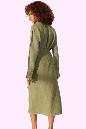 Kadın Keten Midi Etek Düz Desen Kalem Kalıp Yazlık Rahatlık Günlük Kullanım Modern Tasarım