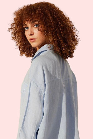 Kadın Keten Düz Desenli Gömlek Günlük Ve Rahat Kombinler İçin Hafta Sonu Dayanıklı Malzeme