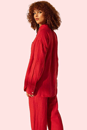 Kadın Keten Uzun Kollu Gömlek Şıklık Ve Rahatlık Bir Arada Yaz Günlük Kullanım Özel Günler