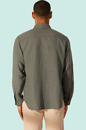 Erkek Keten Basic Gömlek Renk Uzun Kollu Rahat Kalıp Yazlık Günlük Kullanım Modern Tasarım