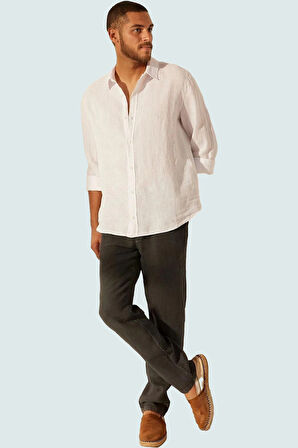 Erkek Keten Pantolon Yüksek Bel Straight Günlük Stil Hafta Sonu Yaz Aylarının Vazgeçilmezi