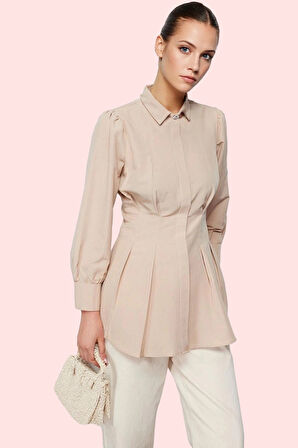 Kadın İncili Detaylı Belden Oturan Gömlek Ramadan Koleksiyonu Günlük Yaz Aylarının Vazgeçilmezi