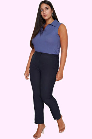 Kadın Dokuma Pantolon Yüksek Bel Fermuarlı Ofis Şıklığı Günlük Kullanım Yaz Aylarının Vazgeçilmezi