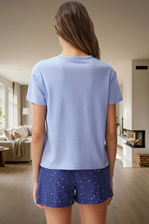 Yıldız Desenli Pamuklu Pijama Takımı Rahat ve Şık Yazlık Modern Stil Kullanım