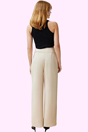 Kadın Renk Casual Yüksek Bel Geniş Paça Pantolon Günlük Kullanım Yaz Aylarının Vazgeçilmezi