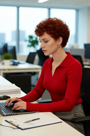 Kadınlara Özel Basic Regular Kesim Polo Yaka Fitilli Triko Kazak Modern ve Konforlu Stil Kaliteli