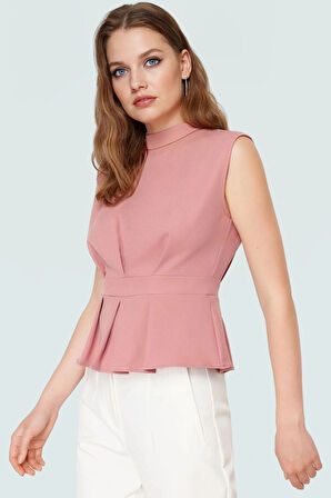 Rahat Kolsuz Bluz Yazlık Dokuma Polyester Karışımlı Trend Tasarım Seçkin Malzeme