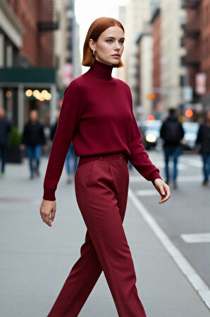 Kadın Günlük Akrilik Oversize Balıkçı Yaka Triko Kazak Konforlu Ve Şık Kış Kombinleri Kaliteli