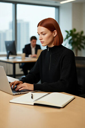 Kadın Oversize Basic Dokulu Uzun Kollu Fermuarlı Dik Yaka Selanik Örgü Triko Kazak Kaliteli