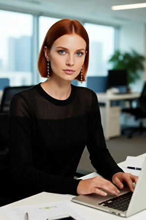 Kadın Fashion Forward İnce Triko Kazak Transparan Renk Bloklu Bisiklet Yaka Bahar Zarafeti