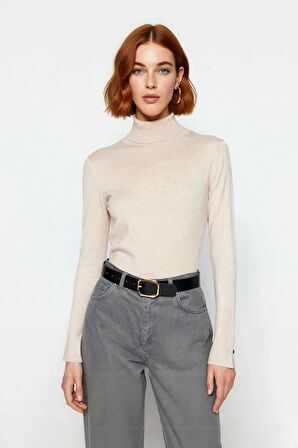 Kadın Basic Balıkçı Yaka Fitted Kesim Triko Kazak Rahat Şık İlkbahar Sonbahar Kombinleri Kaliteli