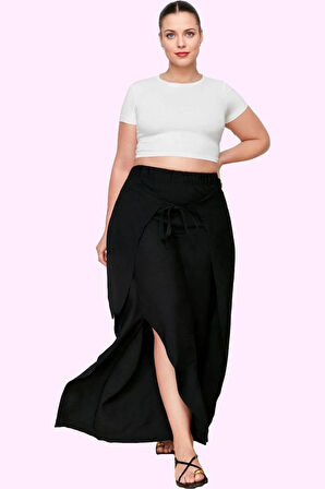 Kadın Düz Desen Regular Boy Aerobin Dokuma Geniş Paça Pantolon Günlük Kullanım Özel Günler