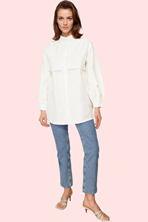 Kadın Pamuk Terrycotton Dokuma Gömlek Hakim Yaka Günlük Stil Hafta Sonu Yaz Aylarının Vazgeçilmezi