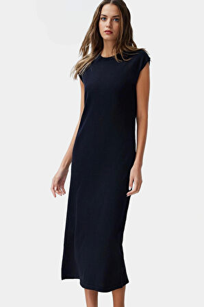 Akrilik Pamuk Triko Maxi Elbise Rahat Günlük Kullanım İçin Şık Görünüm Trend Tasarım Modern Stil