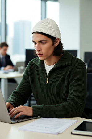 Erkeklerin Soğuk Havalarda Tercihi Regular Kalın Fermuarlı Dik Yaka Selanik Triko Kazak Modeli