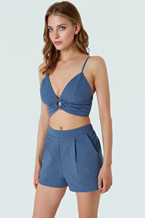 Pamuklu Oversize Bluz Şort Takım V Yaka Kolsuz Yazlık Plaj Giyim Özenle Seçilmiş