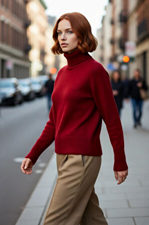 Kadınlara Özel Regular Kesim Balıkçı Yaka Triko Kazak Reglan Kol Kış Günleri İçin Şık Ve Rahat