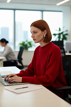 Kadın Oversize Basic Uzun Balon Kol Selanik Dokuma Triko Kazak 100% Akrilik Soğuk Havalar Kaliteli