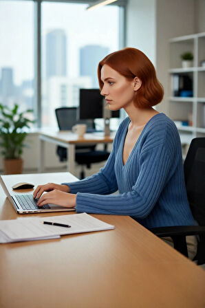 Kadın V Yaka Geniş Kalıp Yünlü Triko Kazak Uzun Kollu Fitilli Düz Basic Günlük Kombinlerin