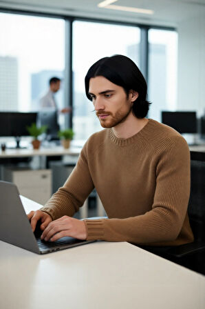 Erkek Mavi Fitted Akrilik Bisiklet Yaka Reglan Kol Basic Triko Kazak Günlük Şıklık Konforu