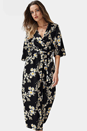 Yazlık Çok Çiçekli A Kesim Maxi Elbise Rahat Şık ve Nefes Alabilir Mükemmel Uyum