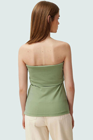 Yandan Fermuarlı Krep Örme Straplez Bluz Premium Kalite Modern Stil