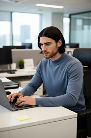 Modern Erkek Triko Kazak Fitted Kesim Dik Yaka Uzun Kollu Rahat Pamuklu Karışım Basic Stil Kış ve