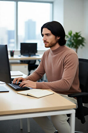 Modern Erkek Triko Kazak Fitted Kesim Dik Yaka Uzun Kollu Rahat Pamuklu Karışım Basic Stil Kış ve