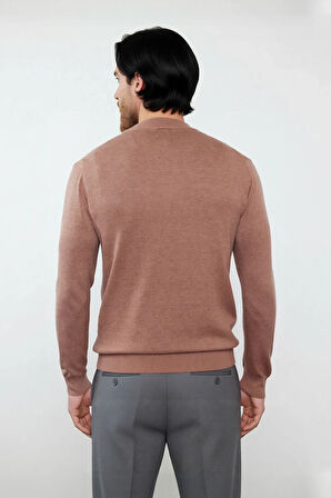 Modern Erkek Triko Kazak Fitted Kesim Dik Yaka Uzun Kollu Rahat Pamuklu Karışım Basic Stil Kış ve