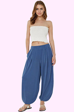 Kadın Modal Şalvar Pantolon Geniş Paça Pileli Koleksiyonu Günlük Dayanıklı Malzeme