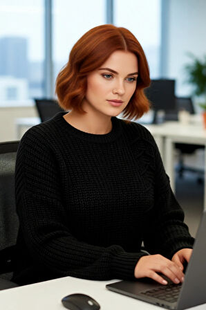 Kadın Rahat Kesim Gri Bağcık Detaylı Selanik Örgü Kışlık Triko Kazak Düşük Kol Stiliyle Kaliteli