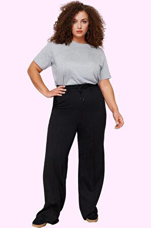 Kadın Düz Desen Regular Geniş Paça Pantolon Yüksek Bel Rahat Günlük Stil Dayanıklı Malzeme