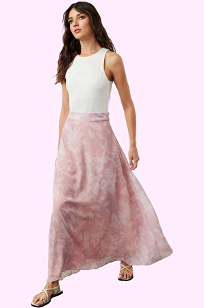 Kadın Batik Desenli A line Şifon Maxi Etek Rahat Günlük Stil Hafta Sonu Yaz Aylarının Vazgeçilmezi