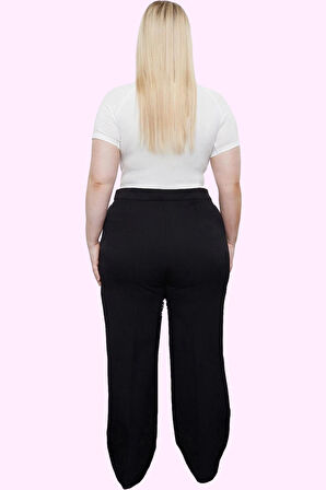 Kadın Büyük Beden Geniş Paça Pantolon Fermuarlı Yüksek Bel Rahat Günlük Yaz Aylarının Vazgeçilmezi