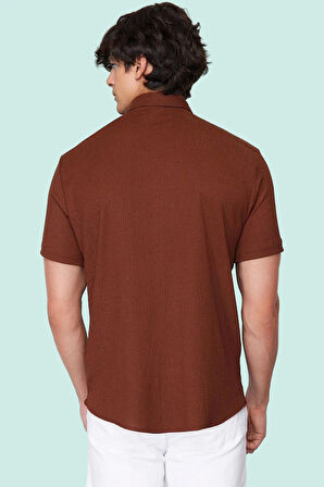 Erkek Kısa Kolli Örme Bürümcük Dokulu Gömlek Günlük Şık Kombinler Yazlık Dayanıklı Malzeme