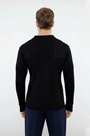 Erkek Basic Fitted Polo Yaka Uzun Kollu İnce Triko Kazak Casual Tarzı Tamamlayan Şıklık Kaliteli