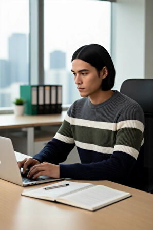 Erkek Selanik Dokuma Standart Kol Triko Kazak Kış Sezonu İçin Konforlu ve Şık Bir Tarz Sunar.