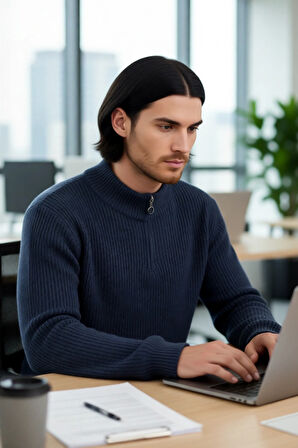 Erkek Casual Regular Kesim Uzun Kollu Triko Kazak Soğuk Günler İçin Konforlu ve Şık Bir Tarz.