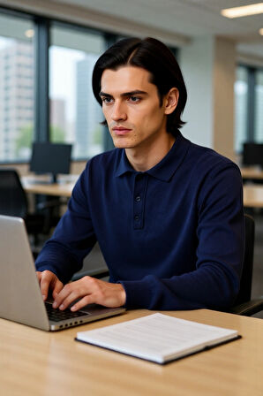 Erkek Smart Casual Polo Yaka Düz Triko Kazak Kış Kombinlerine Modern Bir Dokunuş Kaliteli Şık