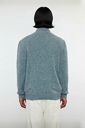 Erkek Modern Düğmeli Dik Yaka Fitted Kalıp Triko Kazak Soğuk Kış Günleri İçin İdeal Şık Seçim