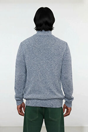 Erkek Modern Düğmeli Dik Yaka Fitted Kalıp Triko Kazak Soğuk Kış Günleri İçin İdeal Şık Seçim