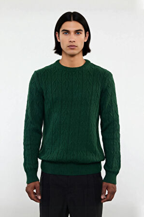 Erkek Regular Kalıp Bisiklet Yaka Dokulu Triko Kazak Soğuk Havalarda Sıcak Tutan Şıklık Kaliteli