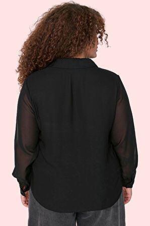 Kadın Şifon Dokuma Uzun Kollu Gömlek Büyük Beden Günlük Şıklık Hafta Sonu Kaliteli Malzeme