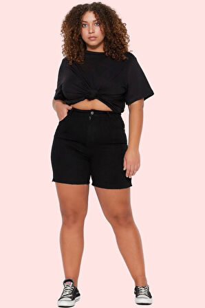 Kadın Esnek Skinny Denim Şort Düz Desen Yüksek Bel Rahat Günlük Yaz Aylarının Vazgeçilmezi