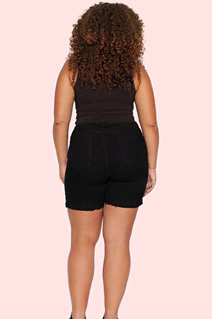 Kadın Esnek Skinny Denim Şort Düz Desen Yüksek Bel Rahat Günlük Yaz Aylarının Vazgeçilmezi